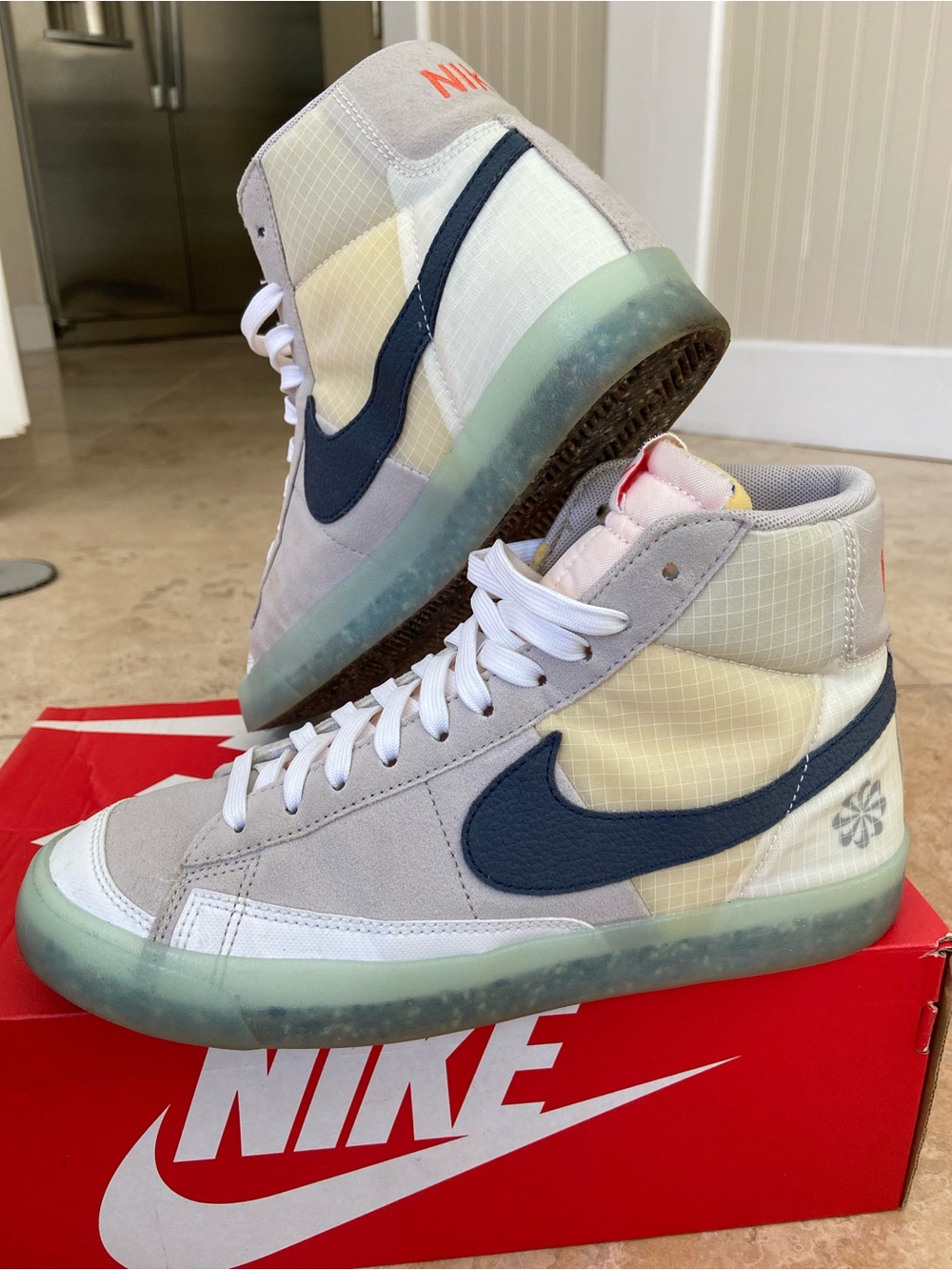 Nike High-Top Sneakers in Gray, Navy & Mint